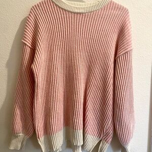 Pink and Cream Women's Sweater